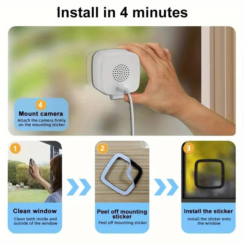 [Hometech] 1080P Indoor WiFi Camera with Adhesive Window Mount and Two Way Audio