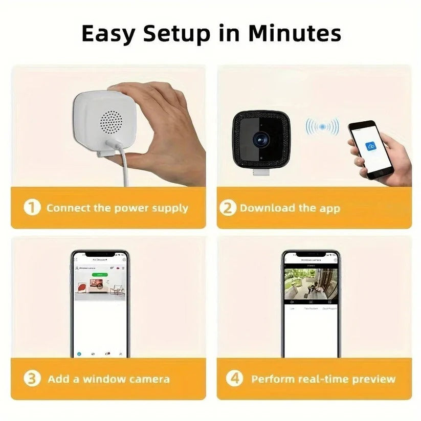 [Hometech] 1080P Indoor WiFi Camera with Adhesive Window Mount and Two Way Audio
