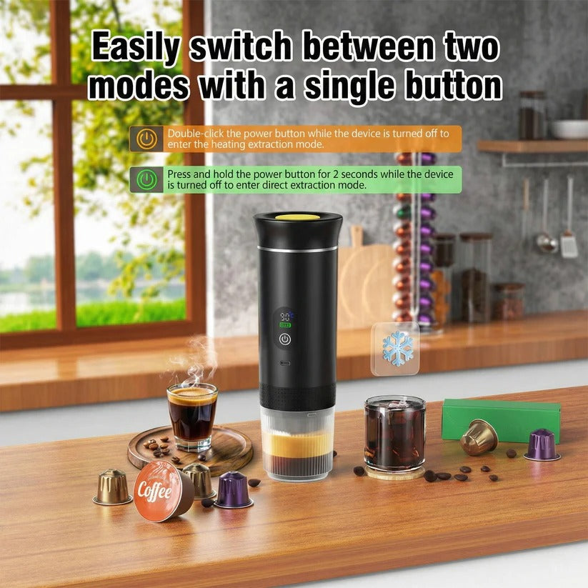 [Hometech] Portable 20 Bar Espresso Machine with Capsule and Ground Coffee Support