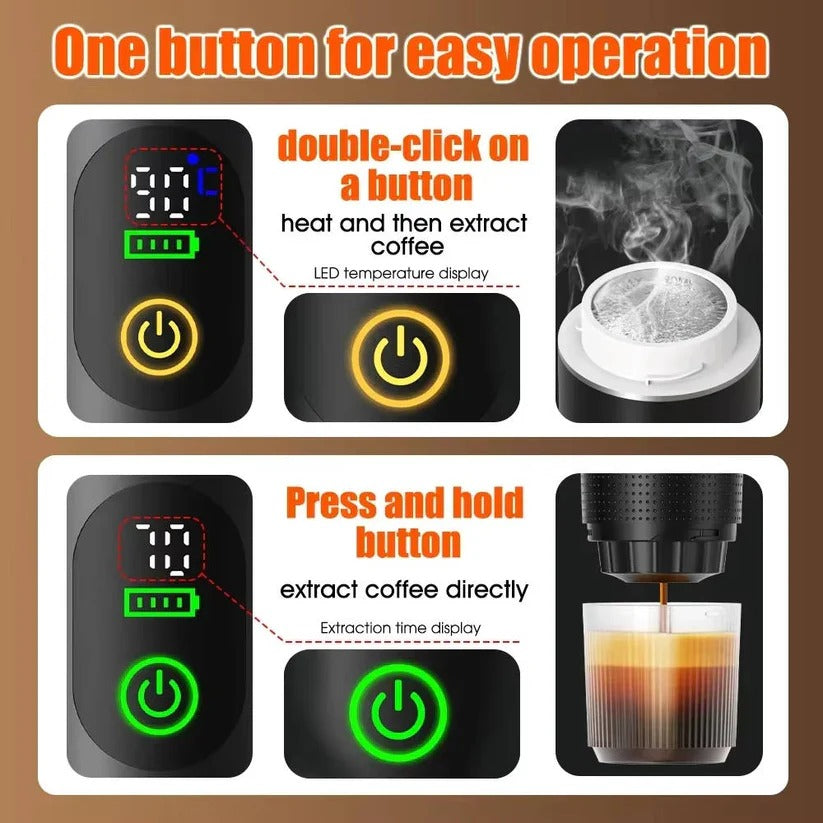 [Hometech] Portable 20 Bar Espresso Machine with Capsule and Ground Coffee Support