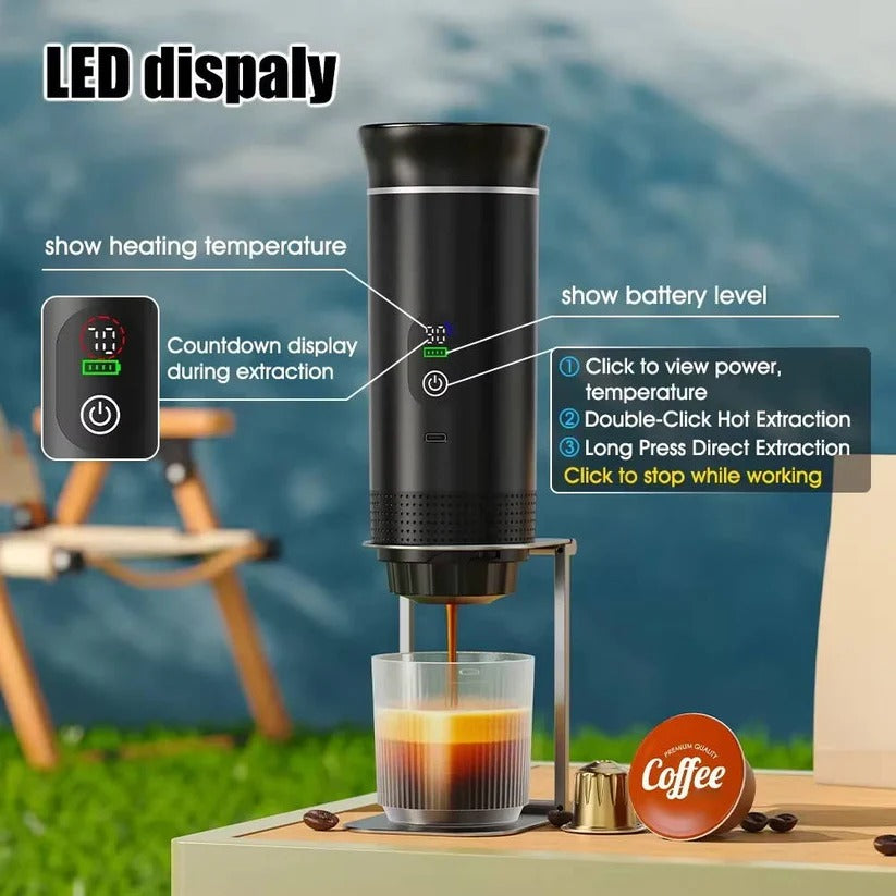 [Hometech] Portable 20 Bar Espresso Machine with Capsule and Ground Coffee Support