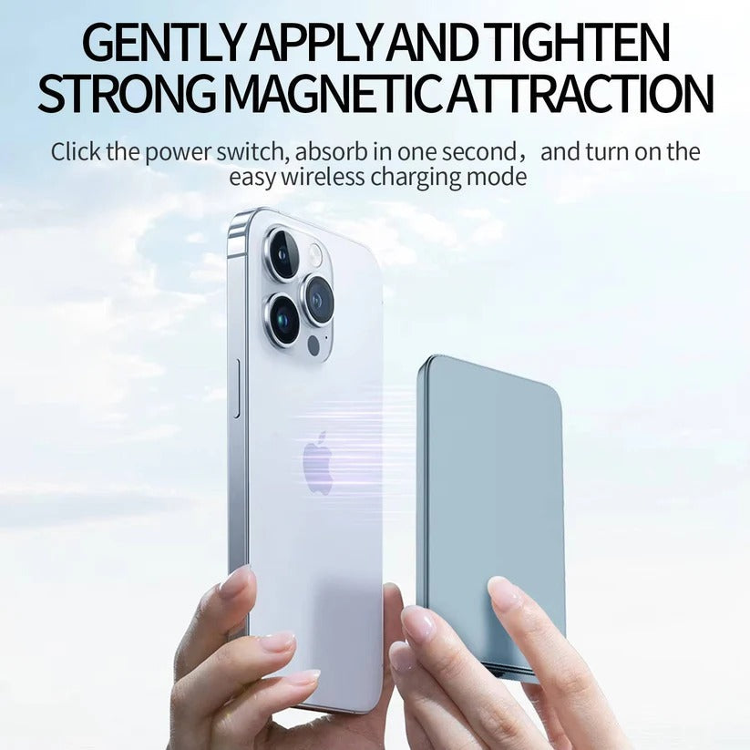 [Hometech] Slim Aluminum Magnetic Portable Charger with Fast Wireless Charging for iPhone