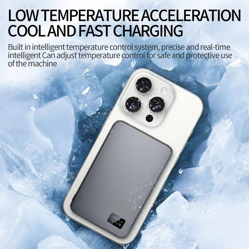 [Hometech] Slim Aluminum Magnetic Portable Charger with Fast Wireless Charging for iPhone