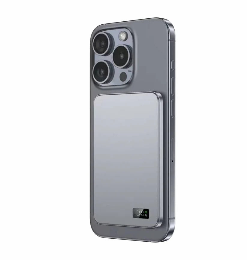 [Hometech] Slim Aluminum Magnetic Portable Charger with Fast Wireless Charging for iPhone