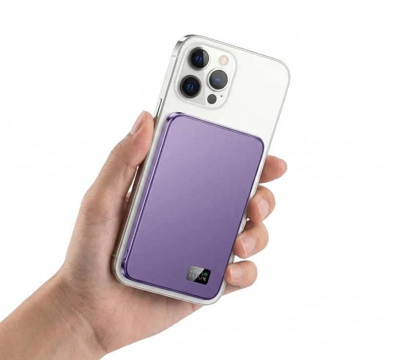 [Hometech] Slim Aluminum Magnetic Portable Charger with Fast Wireless Charging for iPhone