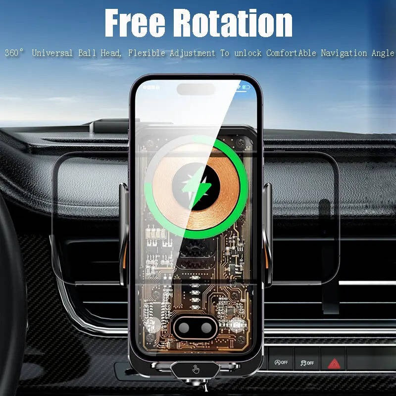 [Hometech] Auto Clamping Car Phone Mount with Fast Wireless Charging for Air Vent