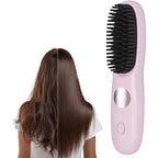 [Hometech] USB Rechargeable Heated Straightening Brush with LED Display and Adjustable Heat Settings