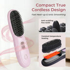 [Hometech] USB Rechargeable Heated Straightening Brush with LED Display and Adjustable Heat Settings