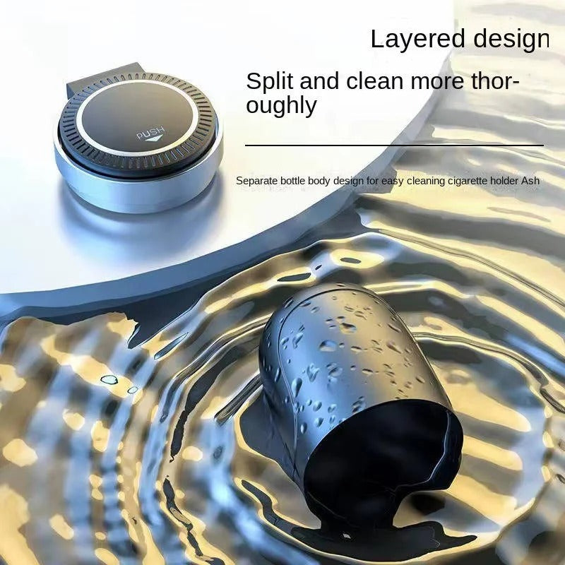 [Hometech] Portable Cup Holder Ashtray with LED Light, Lidded and Odor Resistant Design