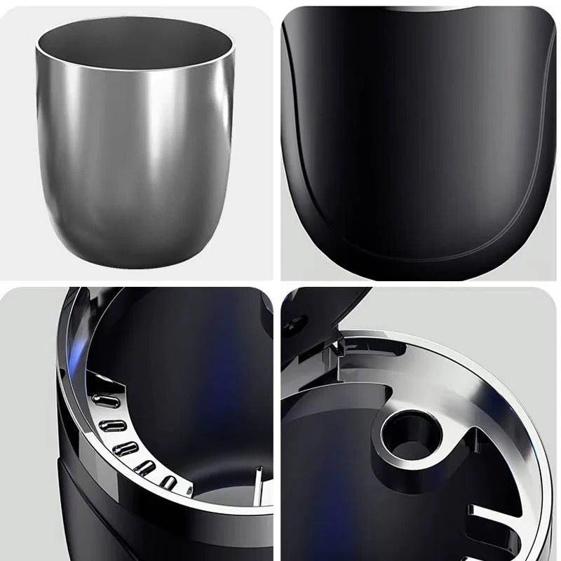 [Hometech] Portable Cup Holder Ashtray with LED Light, Lidded and Odor Resistant Design