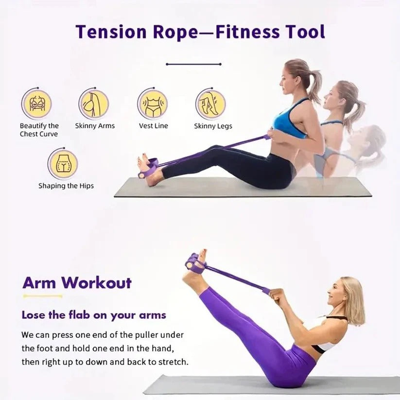 [Hometech] Foot Pedal Resistance Band with Detachable Handles for Home Gym Training