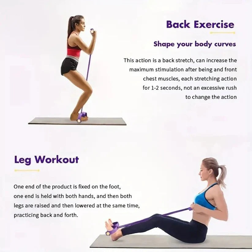 [Hometech] Foot Pedal Resistance Band with Detachable Handles for Home Gym Training