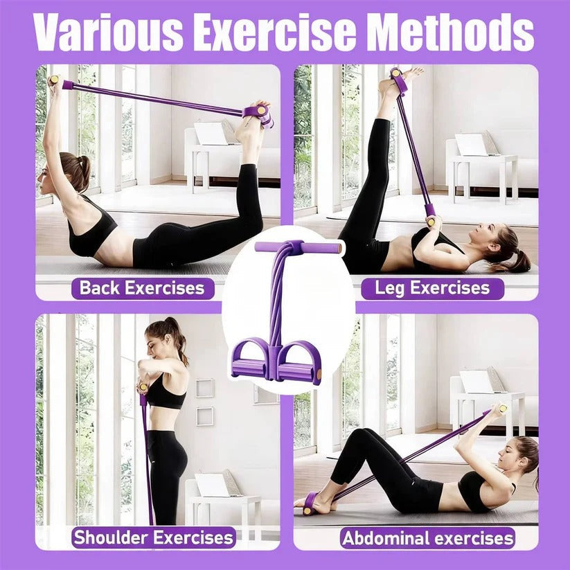 [Hometech] Foot Pedal Resistance Band with Detachable Handles for Home Gym Training