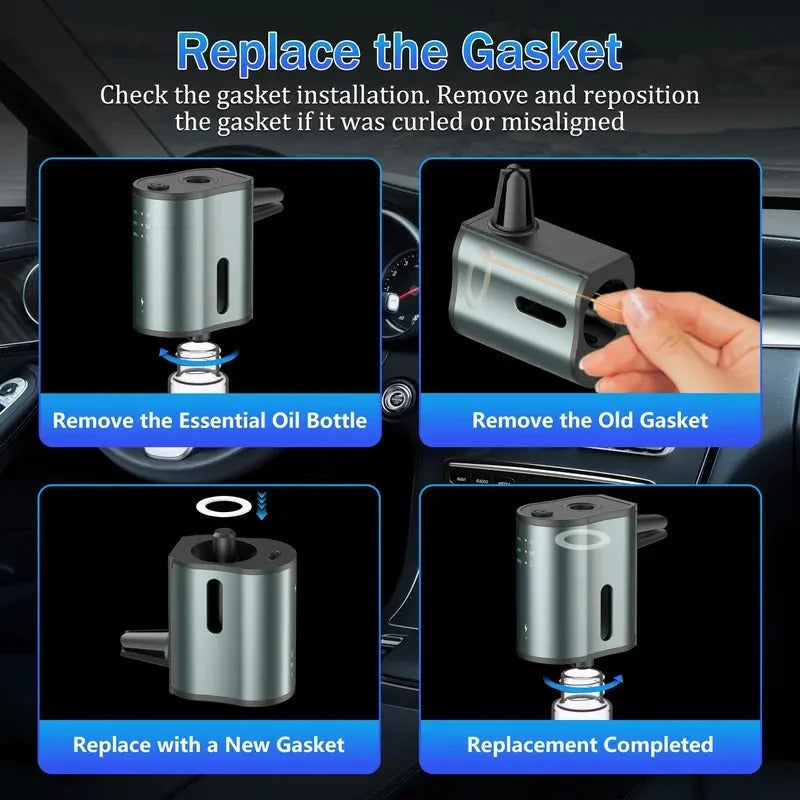 [Hometech] Waterless Car Aromatherapy Diffuser with Adjustable Fragrance Intensity and 3 Refill Bottles