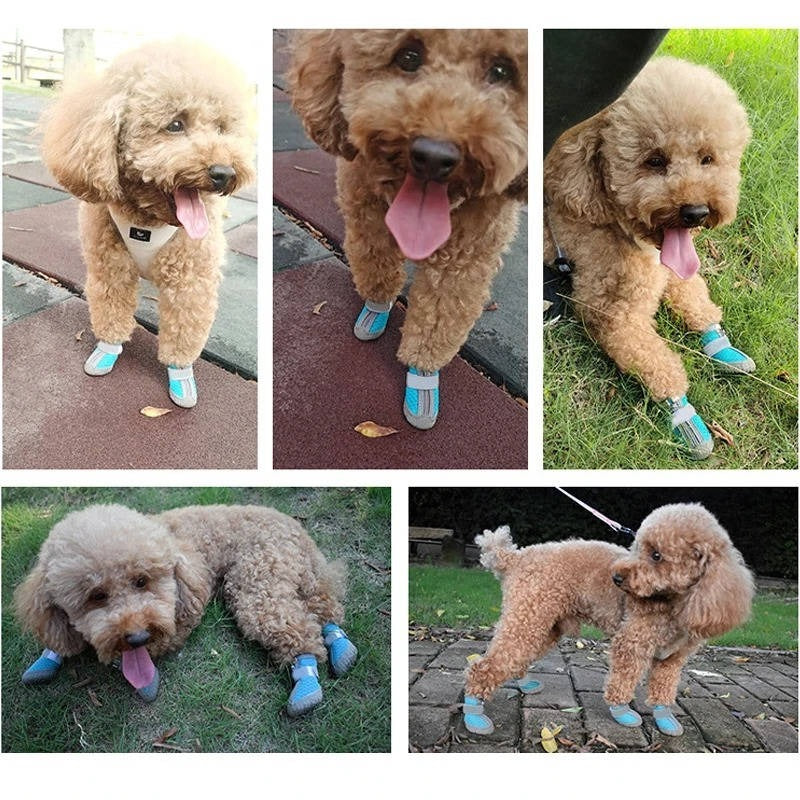 [Hometech] Waterproof Breathable Dog Paw Boots with Non Slip Sole for Outdoor Use, 4 Pack