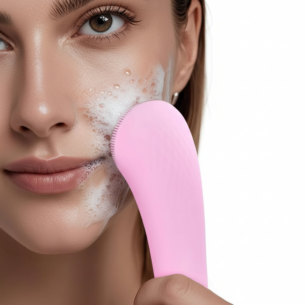 [Hometech] Rechargeable Silicone Face Scrubber with Heated Massage and Vibrating Exfoliation