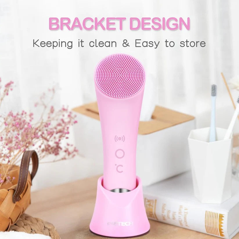 [Hometech] Rechargeable Silicone Face Scrubber with Heated Massage and Vibrating Exfoliation