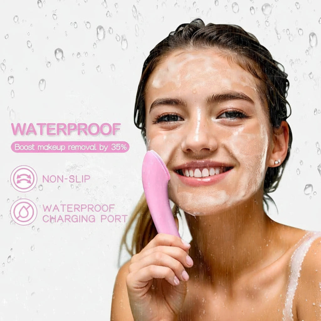 [Hometech] Rechargeable Silicone Face Scrubber with Heated Massage and Vibrating Exfoliation
