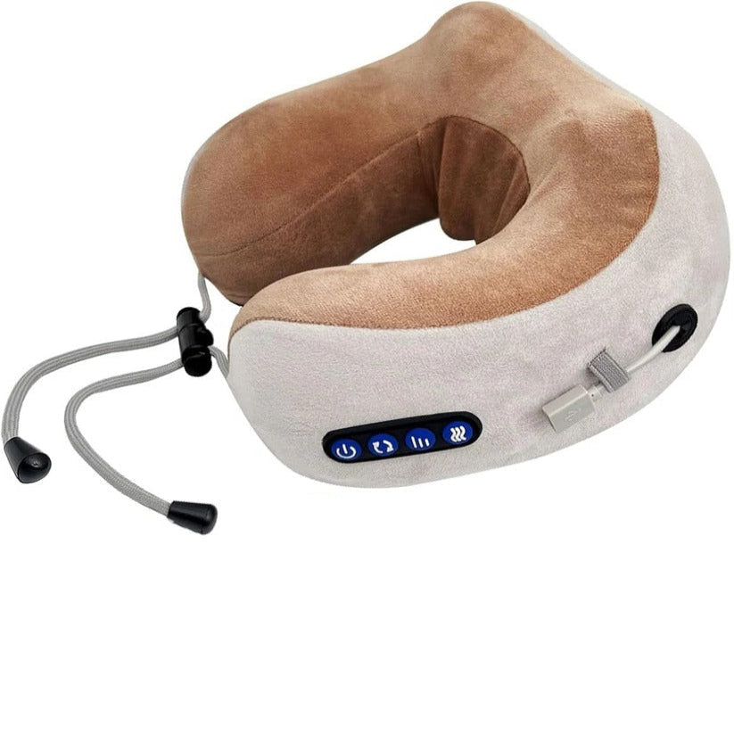 [Hometech] Ergonomic Travel Neck Pillow with Built-In Massager for Deep Relaxation