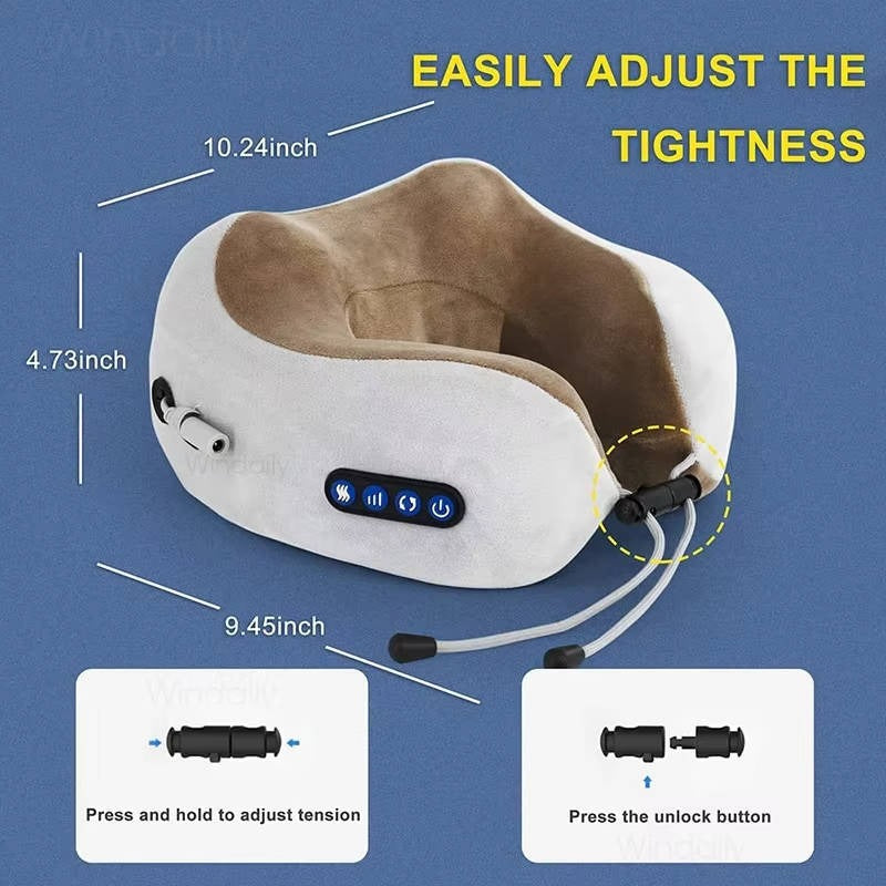 [Hometech] Ergonomic Travel Neck Pillow with Built-In Massager for Deep Relaxation