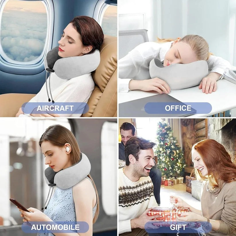 [Hometech] Ergonomic Travel Neck Pillow with Built-In Massager for Deep Relaxation