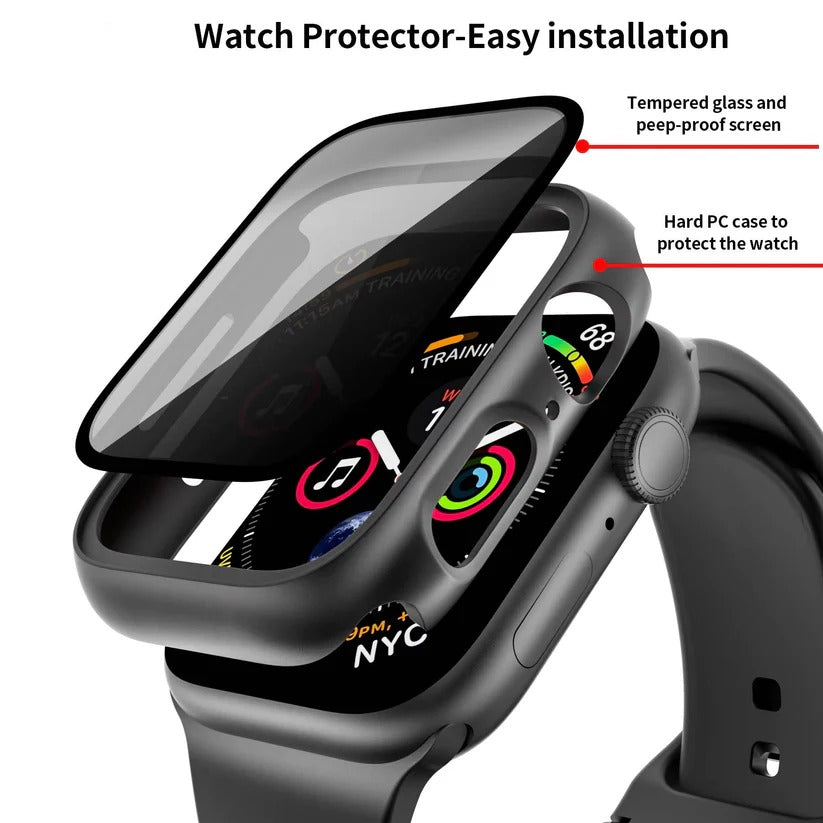 [Hometech] Anti-Spy Tempered Glass Screen Protector with Protective Case for Apple Watch