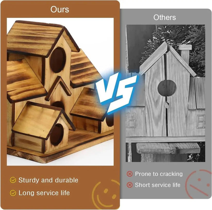 [Hometech] Hanging Wooden Bird House with Decorative Villa Design for Outdoor Gardens