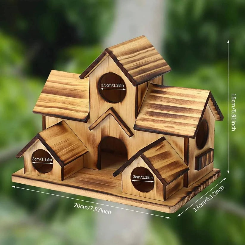 [Hometech] Hanging Wooden Bird House with Decorative Villa Design for Outdoor Gardens