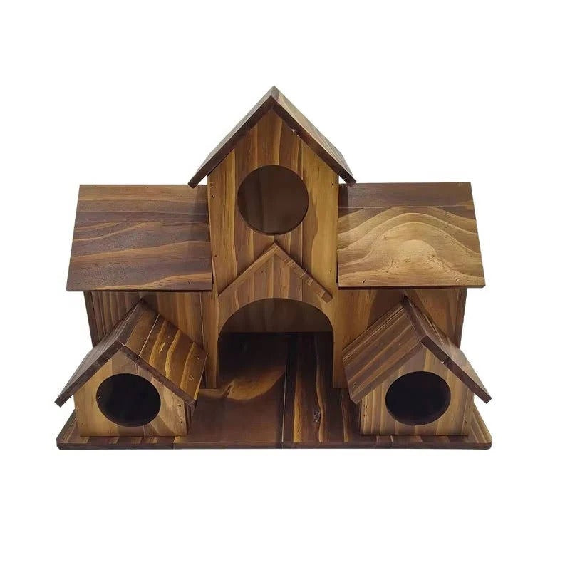 [Hometech] Hanging Wooden Bird House with Decorative Villa Design for Outdoor Gardens