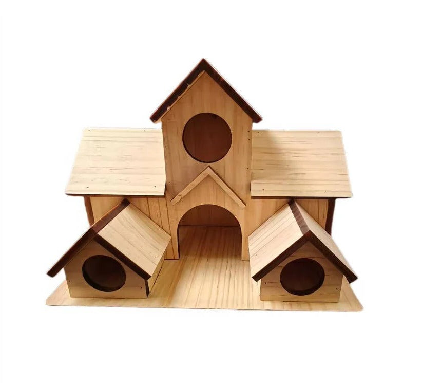 [Hometech] Hanging Wooden Bird House with Decorative Villa Design for Outdoor Gardens