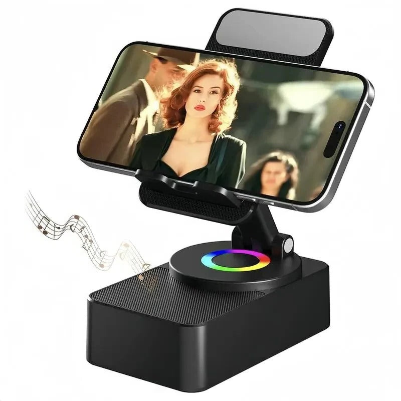 [Hometech] 5-in-1 Wireless Bluetooth Speaker with Foldable Phone Stand and LED Lighting