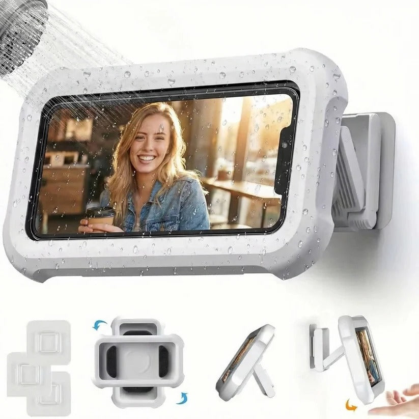 [Hometech] Wall Mount Bathroom Phone Holder with 480-Degree Rotation for Smartphones up to 6.8 Inches