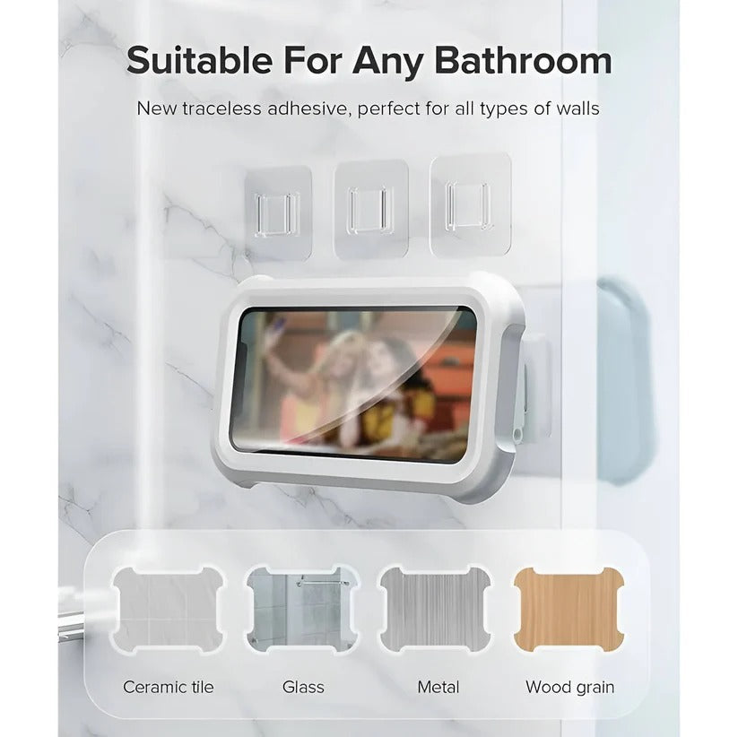 [Hometech] Wall Mount Bathroom Phone Holder with 480-Degree Rotation for Smartphones up to 6.8 Inches