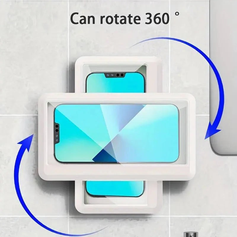 [Hometech] Wall Mount Bathroom Phone Holder with 480-Degree Rotation for Smartphones up to 6.8 Inches