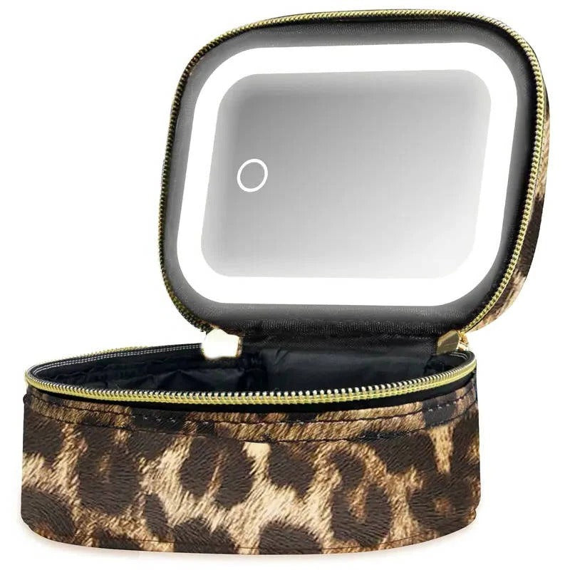 [Hometech] Portable Travel Cosmetic Case with Adjustable LED Mirror and Organizer