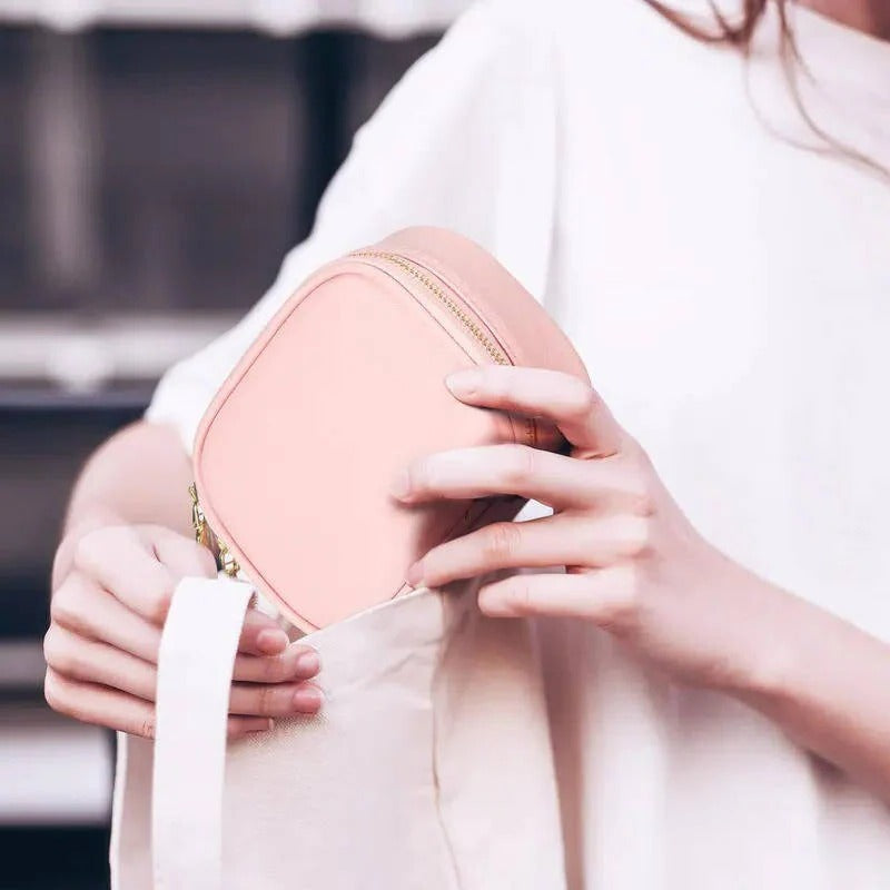 [Hometech] Portable Travel Cosmetic Case with Adjustable LED Mirror and Organizer