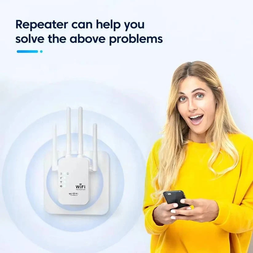 [Hometech] Dual Band Wi-Fi Range Extender with 4 Antennas and Ethernet Port for Whole Home Coverage