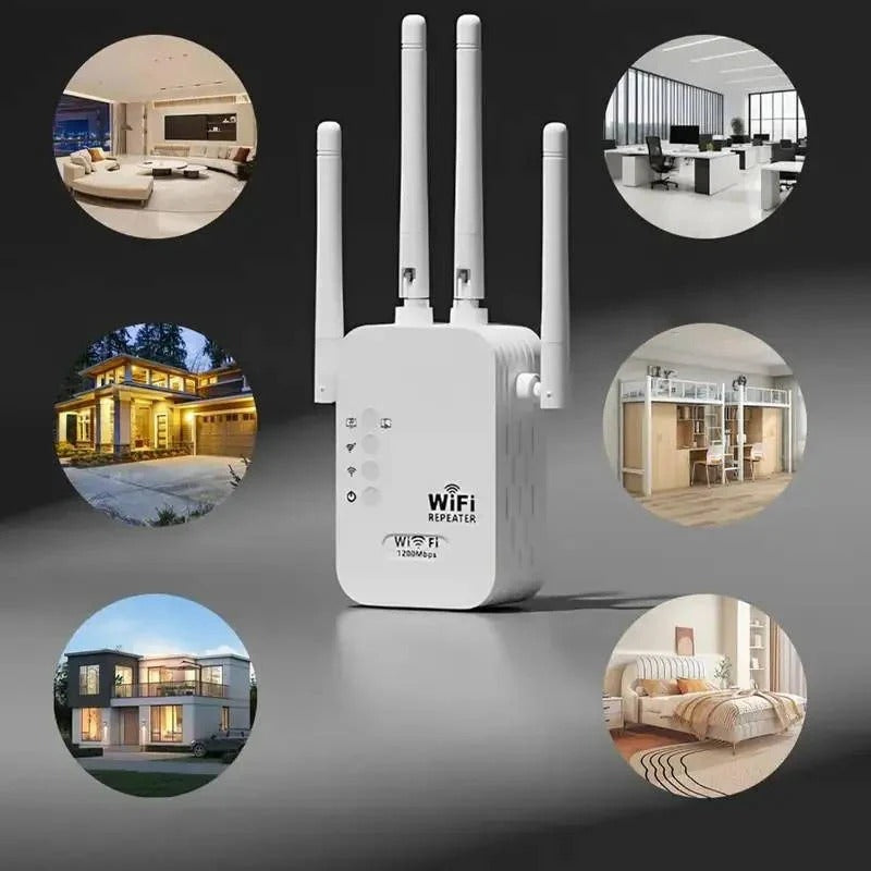[Hometech] Dual Band Wi-Fi Range Extender with 4 Antennas and Ethernet Port for Whole Home Coverage