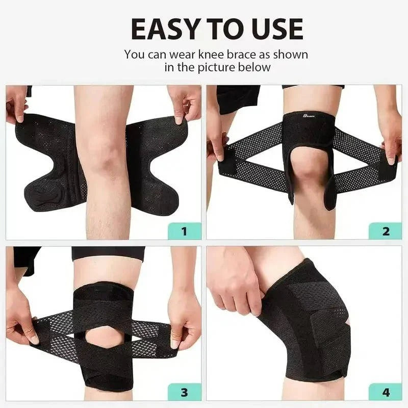 [Hometech] Adjustable Knee Support Brace with Side Stabilizers for Injury Recovery and Pain Relief