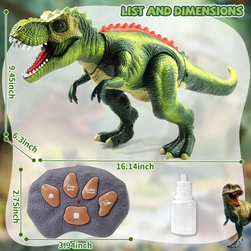 [Hometech] RC T-Rex Dinosaur Toy with Mist Spray, Roaring Sounds and LED Lights