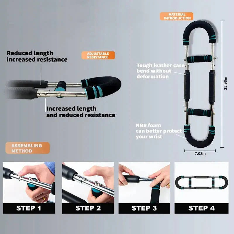 [Hometech] Portable Chest and Arm Resistance Trainer for Men with Adjustable 60-90 Lbs Workout Resistance