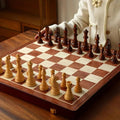 [Hometech] Folding Walnut Wood Chess Board Set with Handcrafted Weighted Pieces