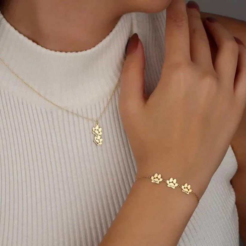 [Hometech] Custom Pet Paw Print Bracelet with Personalized Symbol of Love