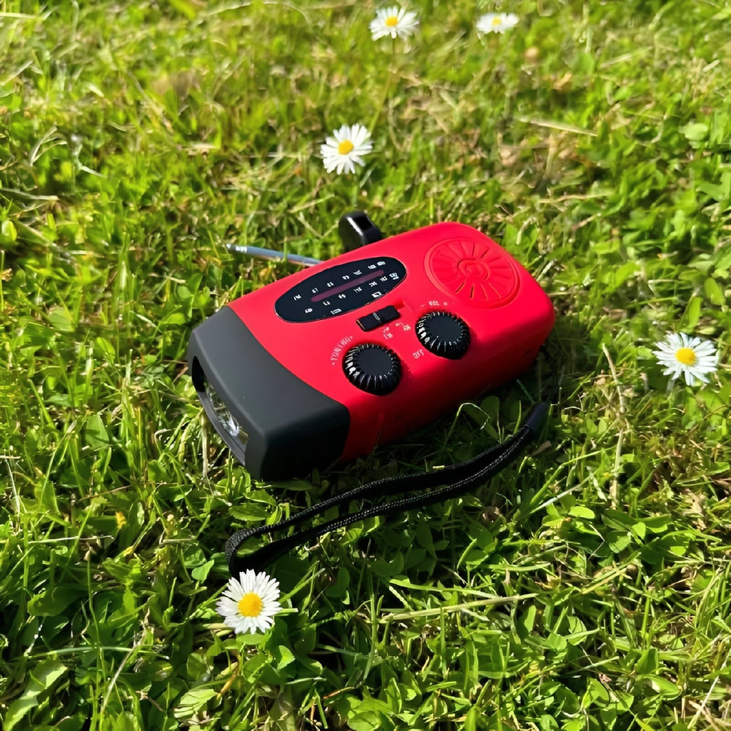 [Hometech] Hand Crank Emergency Radio with AM/FM/WB Bands, LED Flashlight and Rechargeable Battery