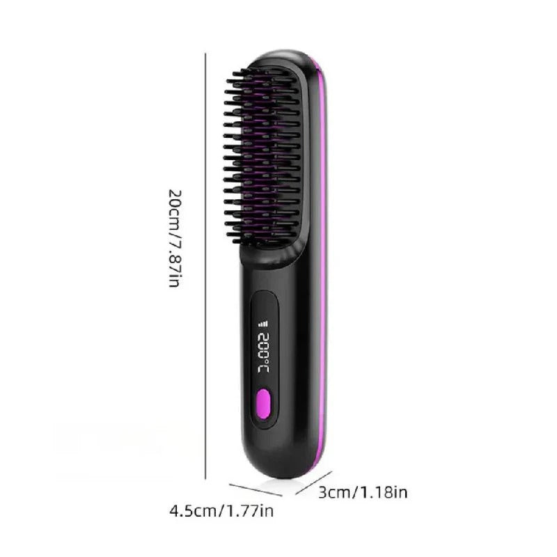 [Hometech] Ceramic Electric Hair Straightening Brush with Anti-Frizz Technology for Fast Gentle Styling