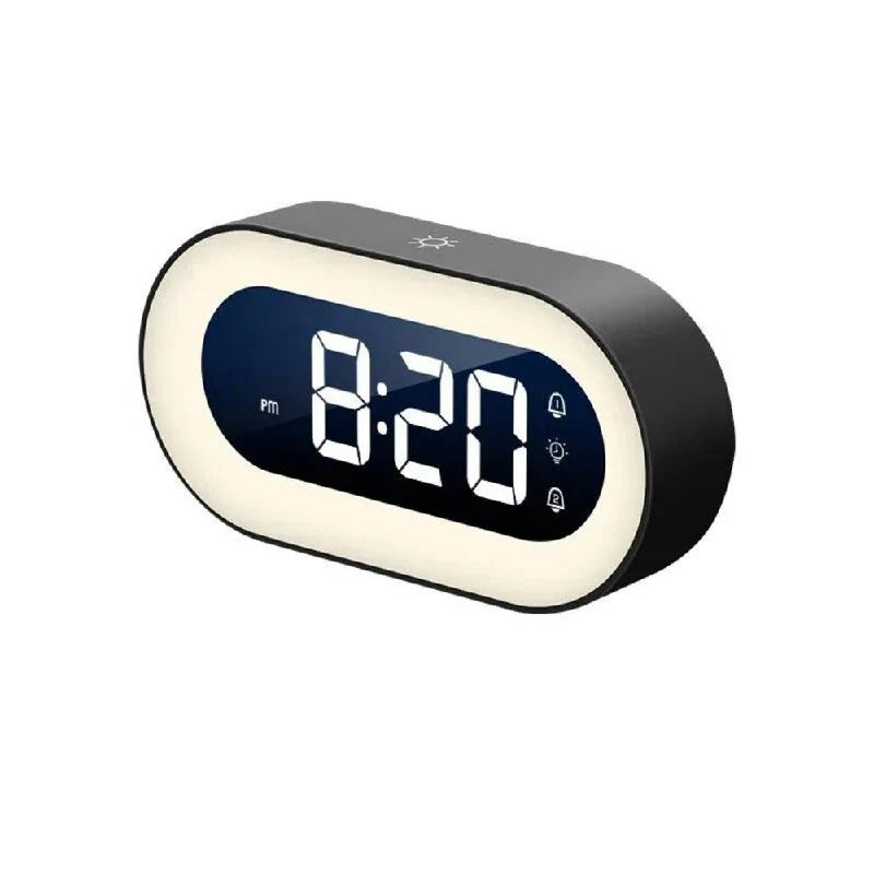 [Hometech] Dimmable Digital Bedside Clock with LED Display, Music Alarm and Adjustable Night Light
