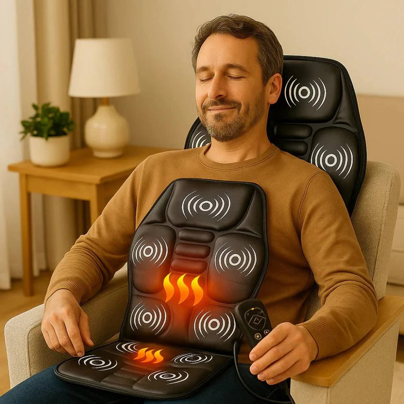 [Hometech] Vibrating Massage Seat Cushion with Heat and Remote Control for Back, Neck and Hip Relief