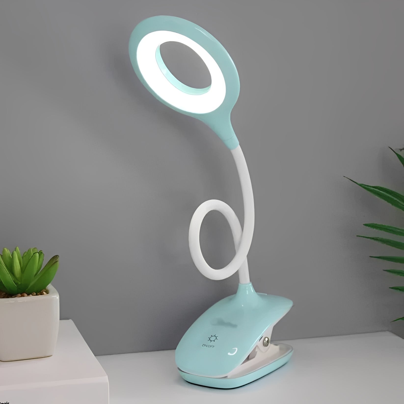 [Hometech] Clip-On Gooseneck LED Reading Light with Dimmable USB Rechargeable Design for Desk Use