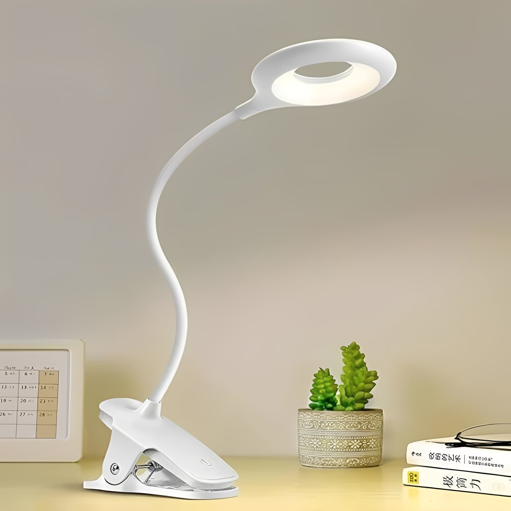 [Hometech] Clip-On Gooseneck LED Reading Light with Dimmable USB Rechargeable Design for Desk Use
