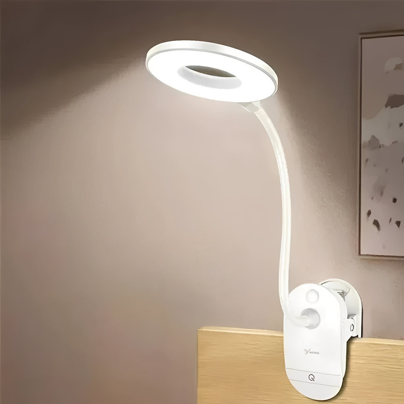 [Hometech] Clip-On Gooseneck LED Reading Light with Dimmable USB Rechargeable Design for Desk Use